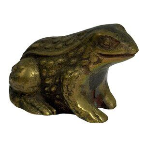 Vintage Solid Brass Detailed Frog Toad Figurine Paperweight